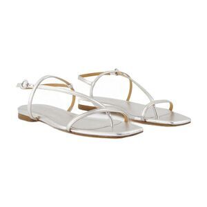 AEYDE Women's Minimalist Strappy Square-Toe Flat Sandals Women SILVER
